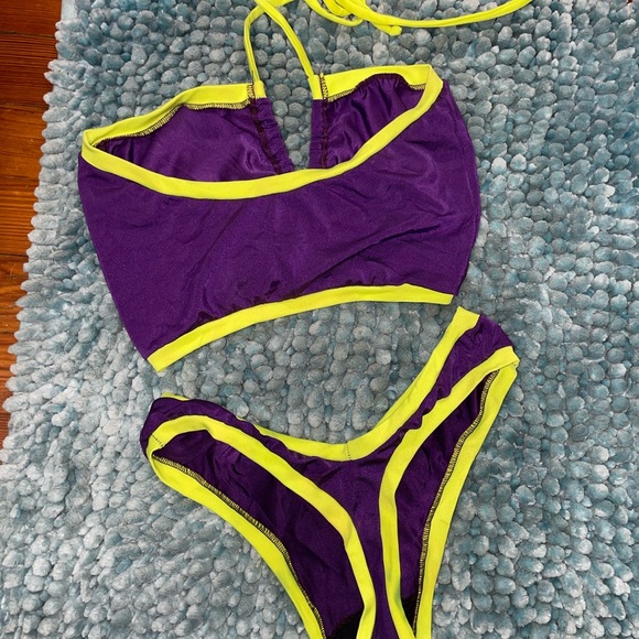 Purple and yellow two piece bikini - Picture 3 of 5